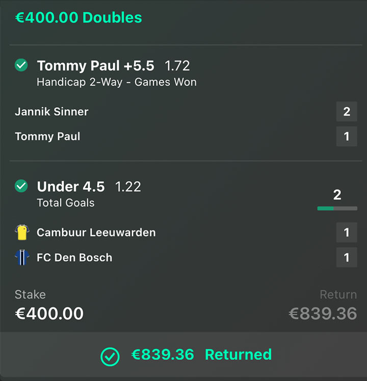 €839.36 RETURNED