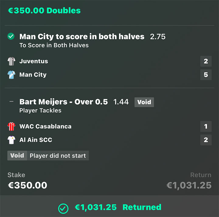 €1.031.25 RETURNED