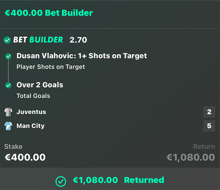 €1.080.00 RETURNED