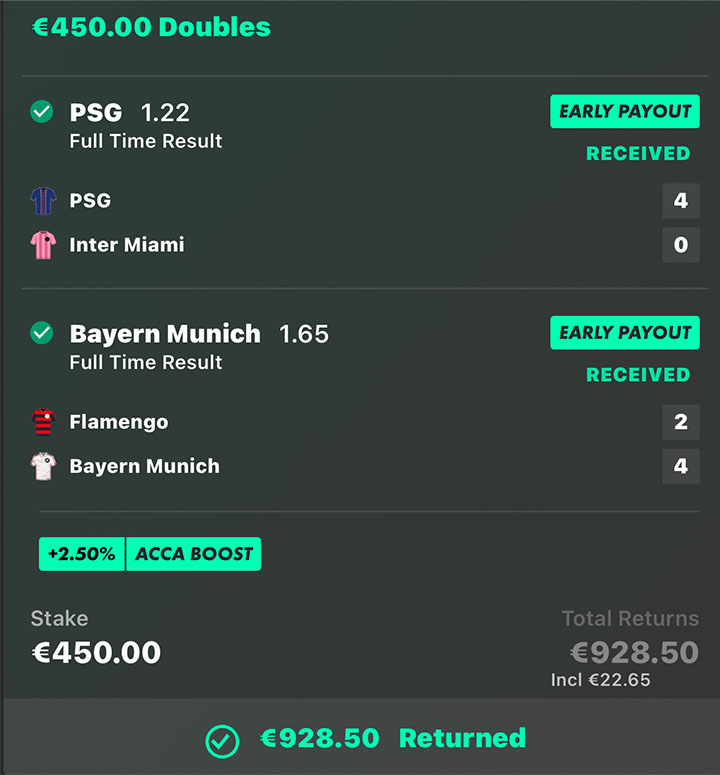 €928.50 RETURNED