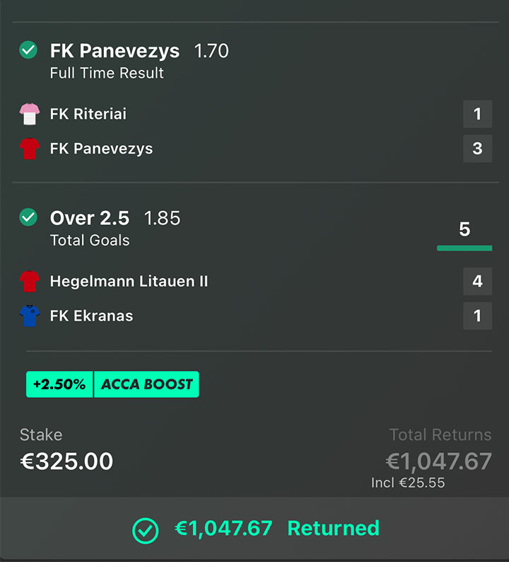€1.047.67 RETURNED