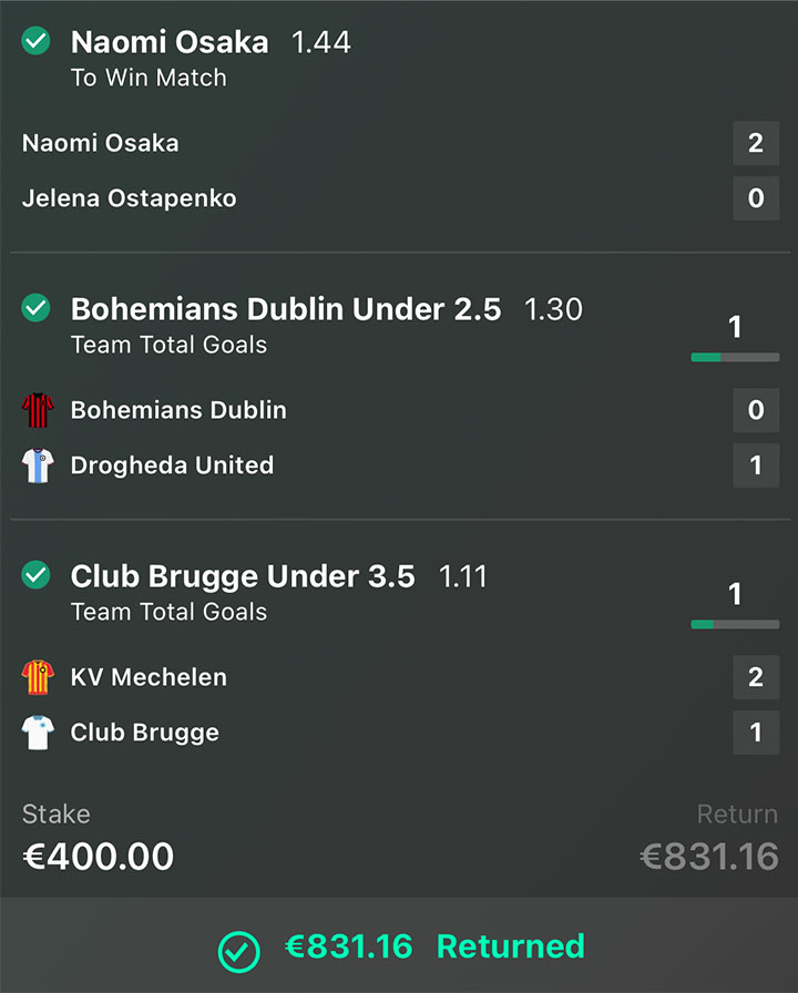 €831.16 RETURNED